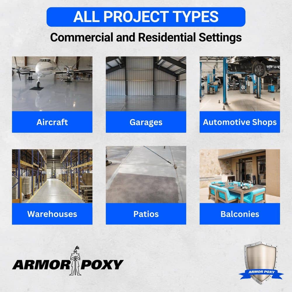 ARMORPOXY 2 Gal. Clear Gloss 2 Part Epoxy Polyaspartic Interior/Exterior, Concrete Basement and Garage Floor Paint (3)