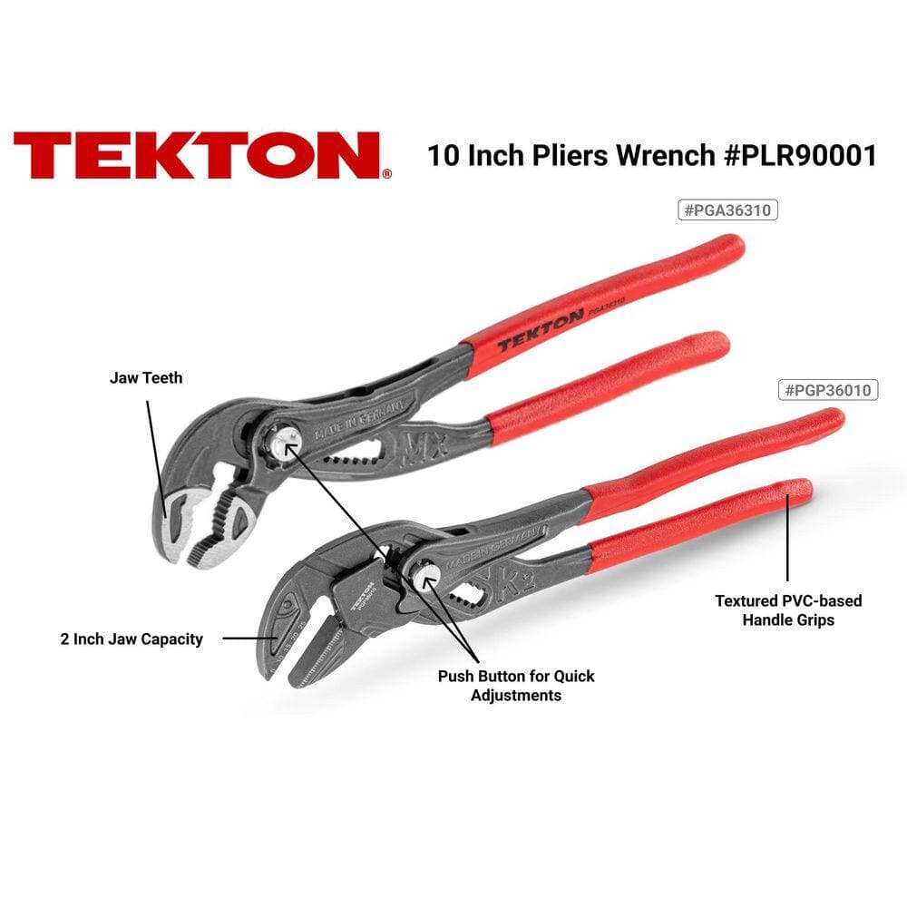 TEKTON Pliers Set, 2-Piece (Pliers Wrench, Angle Nose Push Button Adjustable) (2)