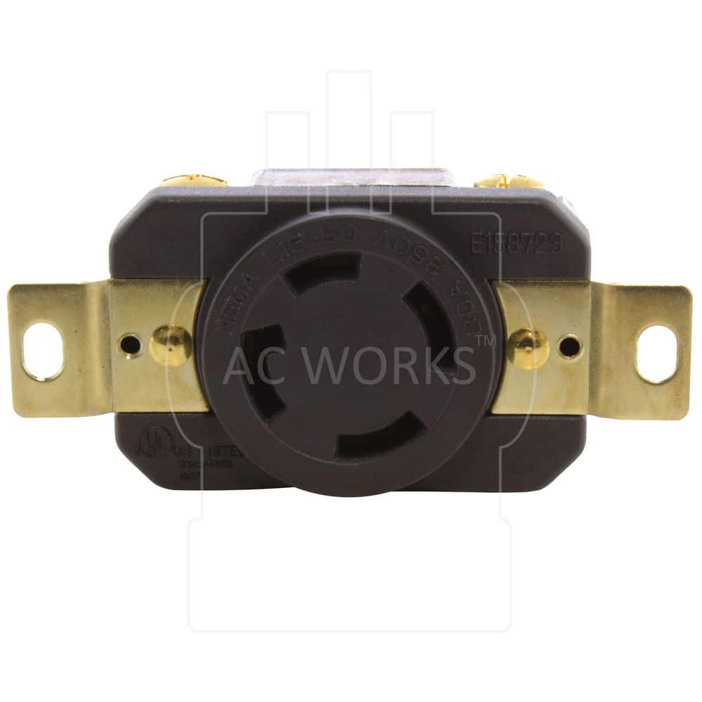 AC WORKS 30A 3-Phase 250V L15-30R Flush Mount Locking Industrial Grade Outlet cULus (3)