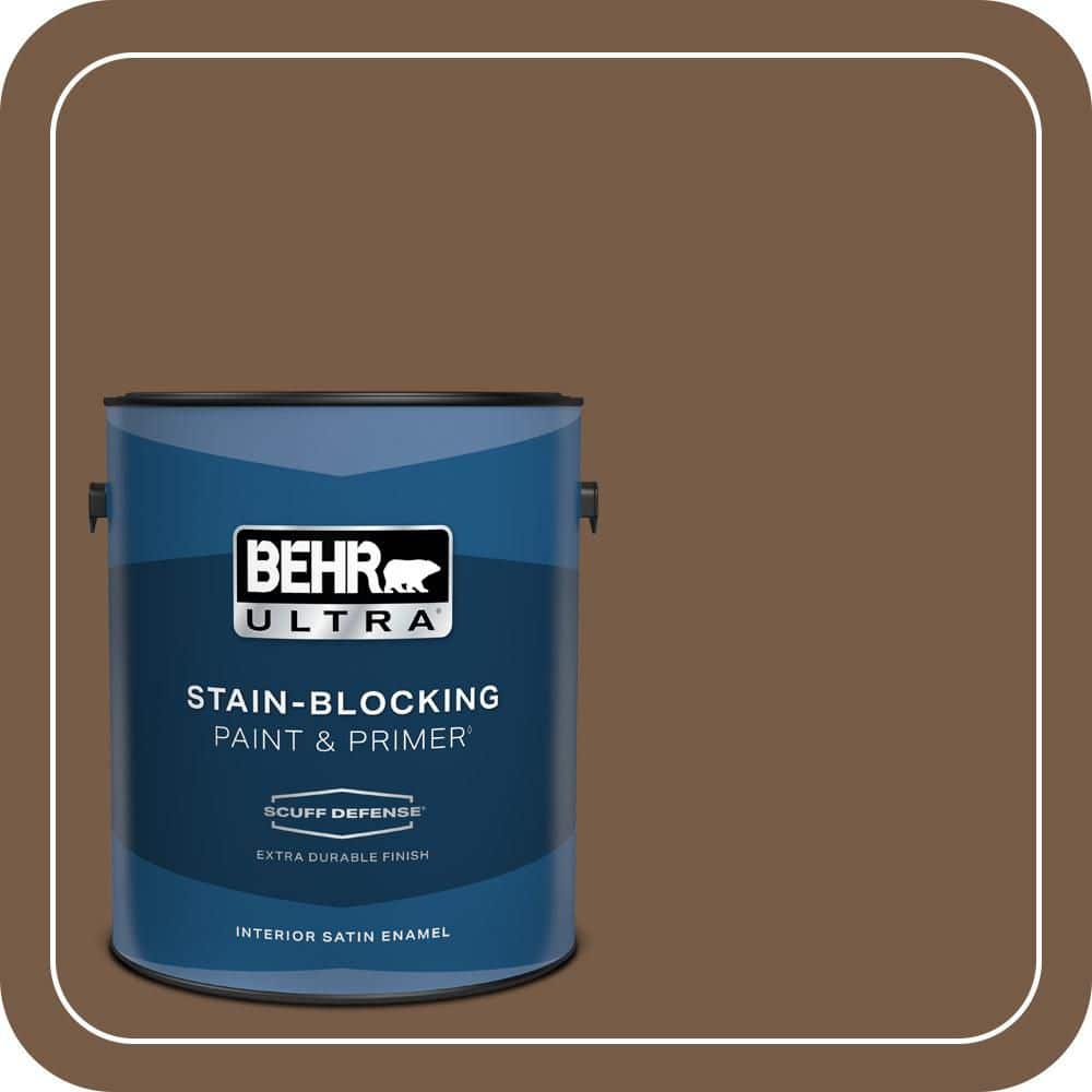 BEHR ULTRA 1 gal. #N250-7 Mission Brown Extra Durable Satin Enamel Interior Paint & Primer