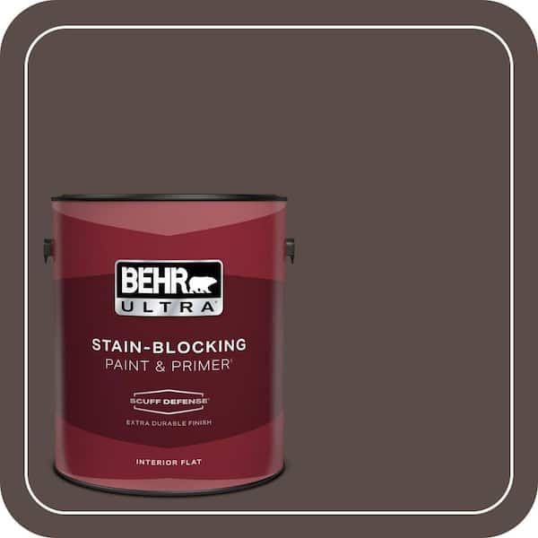 BEHR ULTRA 1 gal. #PPU5-19 Dark Truffle Extra Durable Flat Interior Paint & Primer (2)
