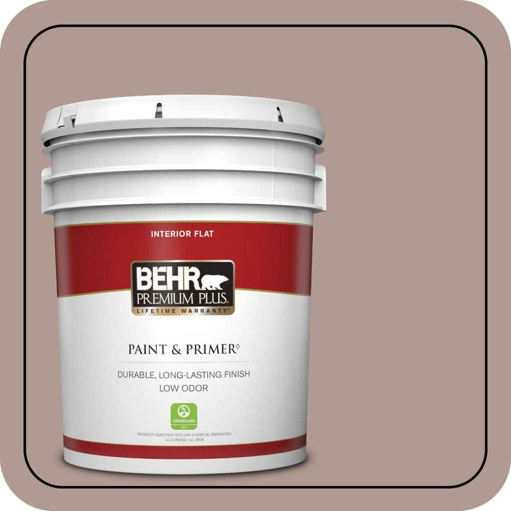BEHR PREMIUM PLUS 5 gal. #N170-4 Coffee with Cream Flat Low Odor Interior Paint & Primer