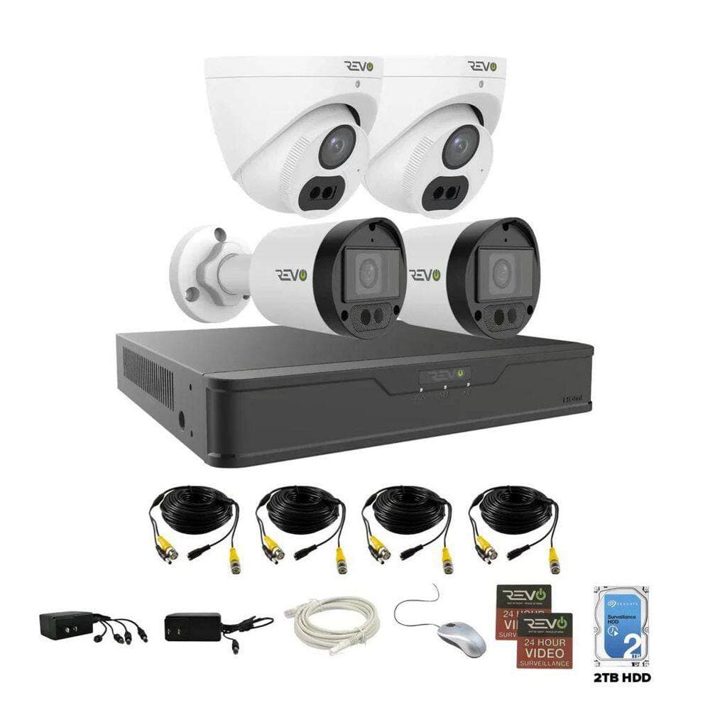 Revo Hybrid Series 4K 8CH Wired DVR Smart Security System with 2TB HDD & 4x True 4K Indoor/Outdoor IR Cameras (2)