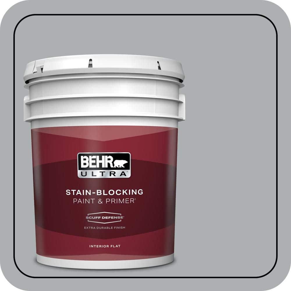 BEHR ULTRA 5 gal. #N500-3 Tin Foil Extra Durable Flat Interior Paint & Primer