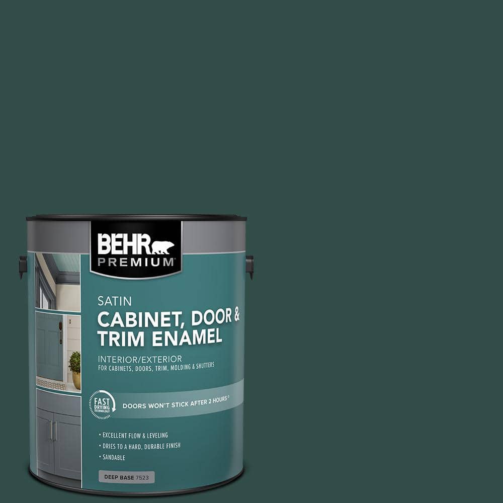 BEHR PREMIUM 1 gal. #ECC-51-3 Hidden Forest Satin Enamel Interior/Exterior Cabinet, Door & Trim Paint (1)