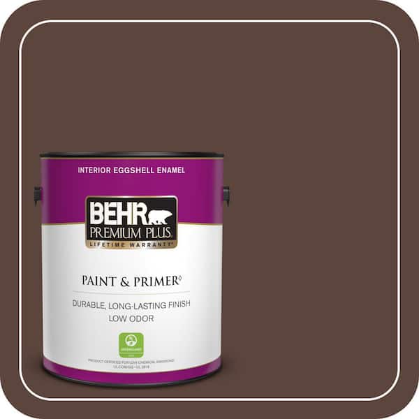 BEHR PREMIUM PLUS 1 gal. #T15-5 Heritage Oak Eggshell Enamel Low Odor Interior Paint & Primer (2)