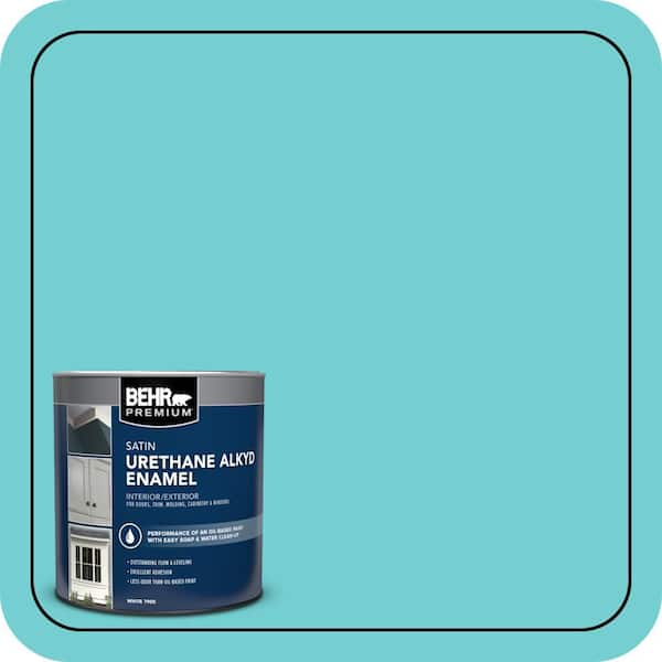 BEHR PREMIUM 1 qt. #P460-3 Soft Turquoise Satin Enamel Urethane Alkyd Interior/Exterior Paint (2)
