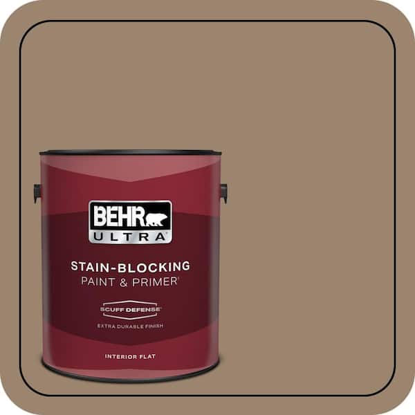 BEHR ULTRA 1 gal. #MQ2-48 Sturdy Brown Extra Durable Flat Interior Paint & Primer (2)