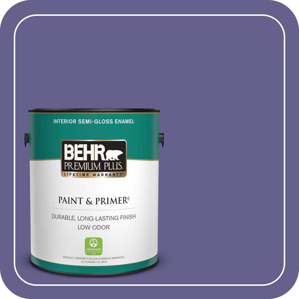 BEHR PREMIUM PLUS 1 gal. #S-G-630 Majestic Purple Semi-Gloss Enamel Low Odor Interior Paint & Primer