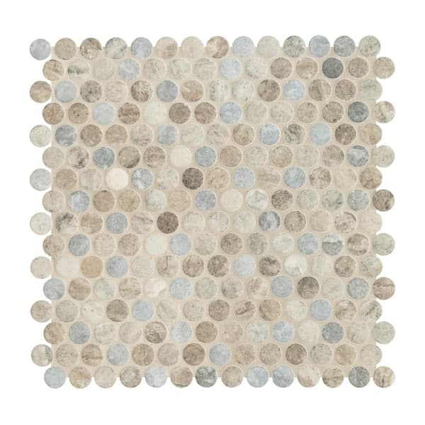 MSI Stonella Penny Round 12 in. x 12 in. x 0.24 in. Glass Mesh-Mounted Mosaic Wall Tile (1 sq. ft./Each) (2)