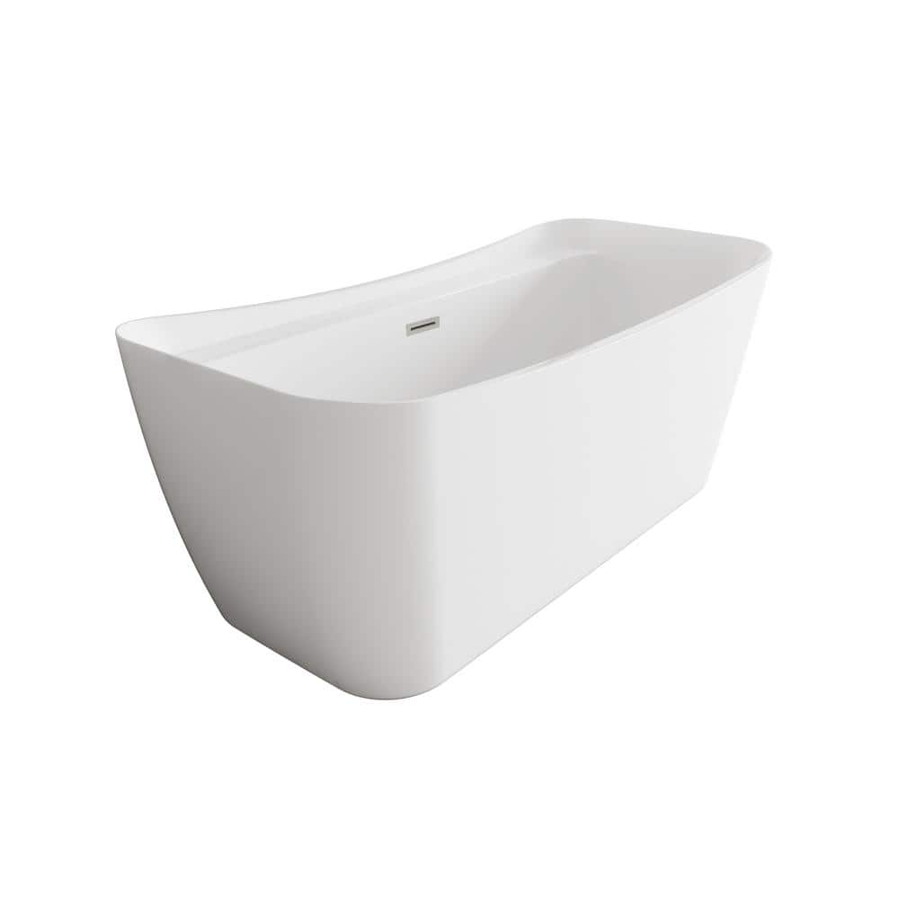 Unbranded Timeless Home 67 in. x 31 in. Soaking Bathtub with Center Drain in Glossy White with Brushed Nickel Trim (2)