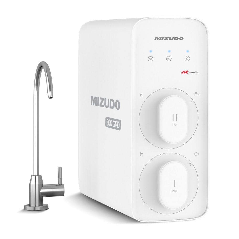 MIZUDO Pureflo 8-Stage Tankless Reverse Osmosis System, 600 GPD Under Sink RO Water Filter System with Faucet, CSA Certified