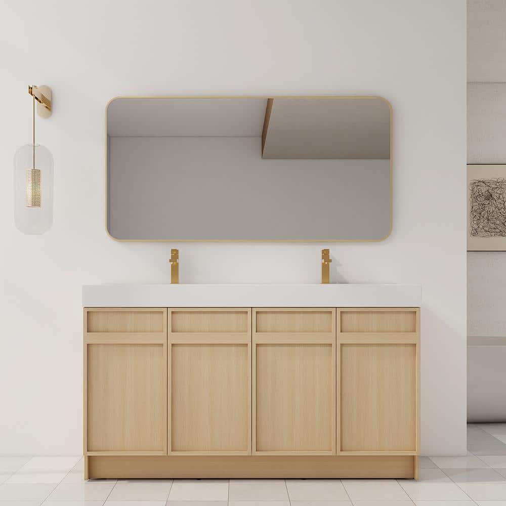 UPIKER Ambra 58.69 in. W 19. 5in. D 31.13 in. H Freestanding Bath Vanity Cabinet without Top Unassembled (2)