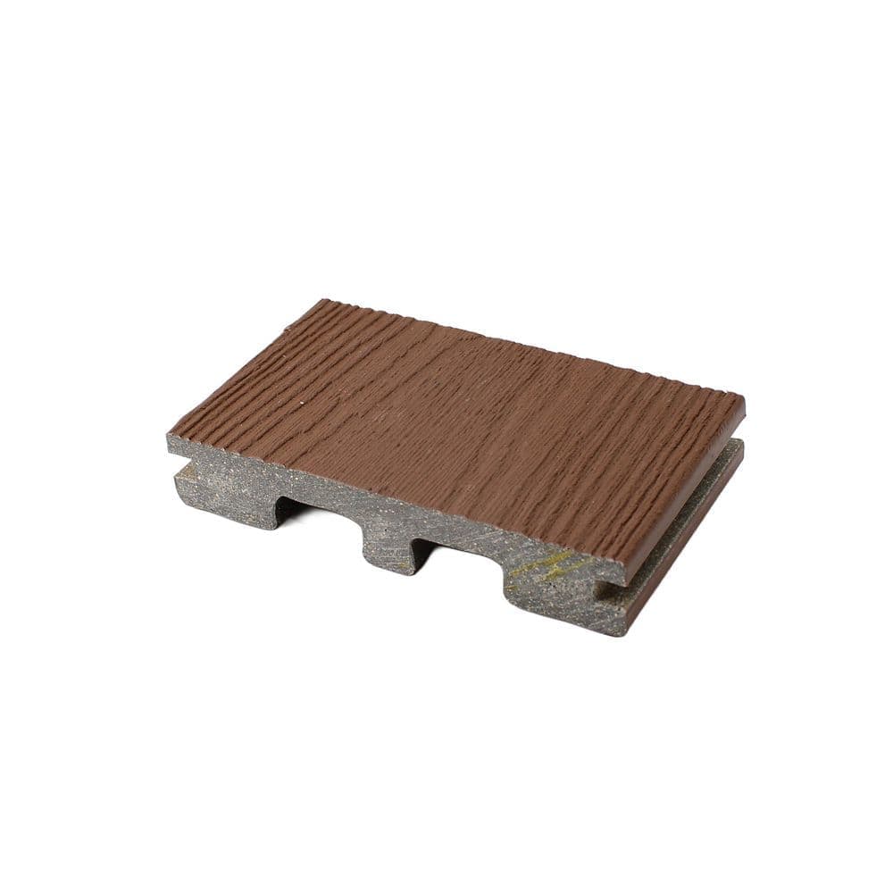DuxxBak Optima LT Dekk 1 in. x 5.25 in. x 3 in. Tanned Leather Composite Deck Board Sample (1)