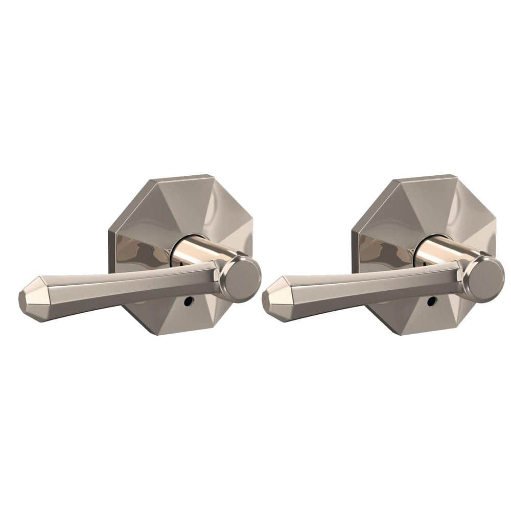 Schlage Custom Dempsey Polished Nickel Dummy Door Handle with Rosewood Trim (2-Pack)