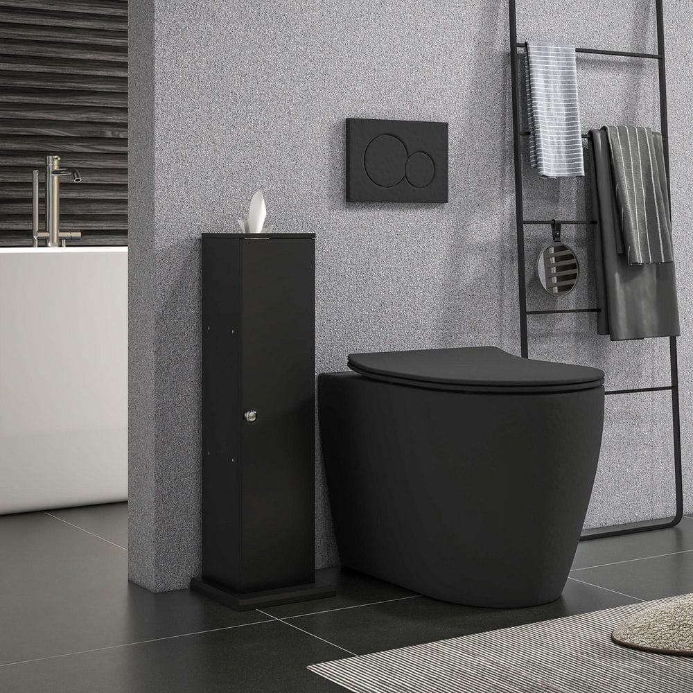 Otryad 7.7 in. W x 7.7 in. D x 25.6 in. H Black Small Linen Cabinet, Thin Bathroom Corner Floor Cabinet Toilet Holder (2)
