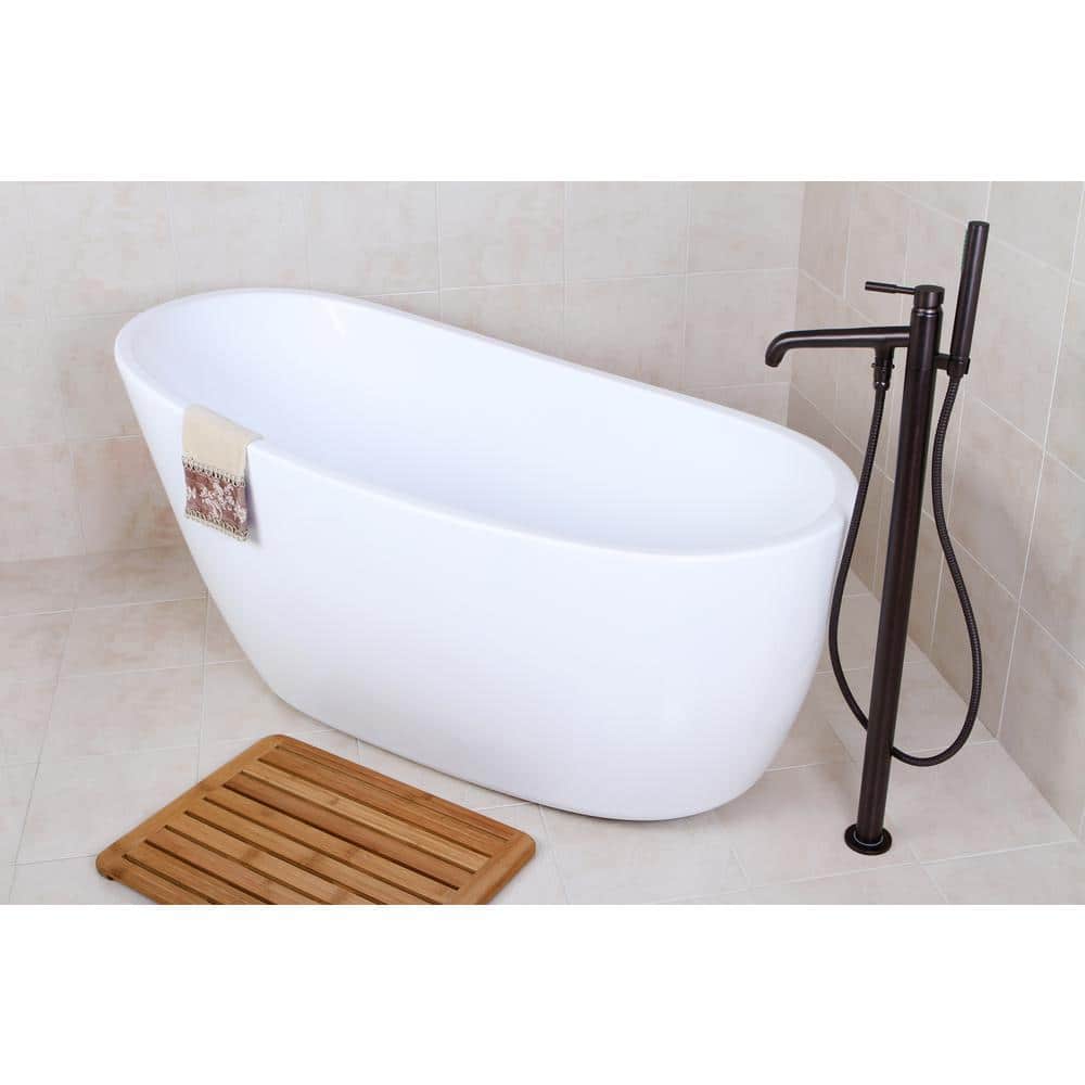Aqua Eden Fusion 4.9 ft. Acrylic Flatbottom Bathtub White and Freestanding Faucet (4)