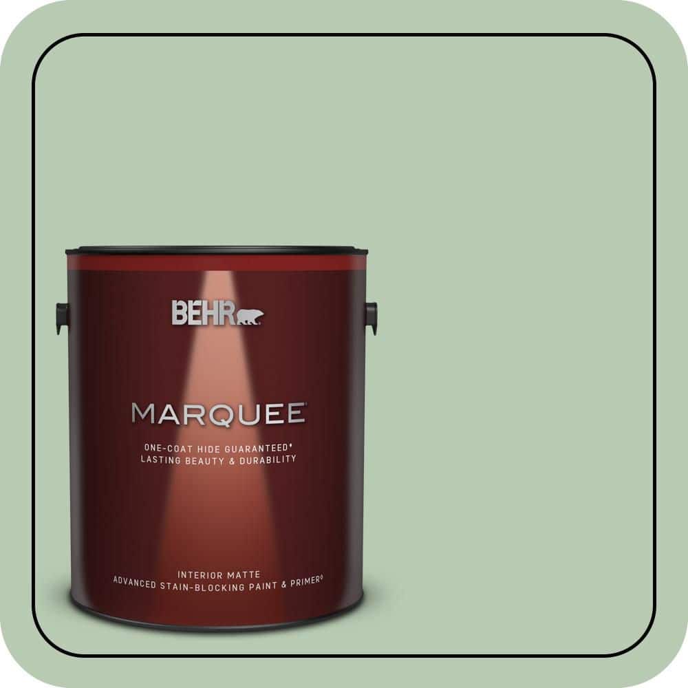 BEHR MARQUEE 1 gal. #S400-3 Healing Aloe One-Coat Hide Matte Interior Paint & Primer