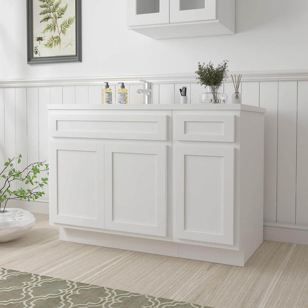 Vanity Art Montclair 51 in. 3-Door and 1-Drawer Freestanding Shaker Bathroom Vanity Cabinet (No Top) in White - Unassembled (2)