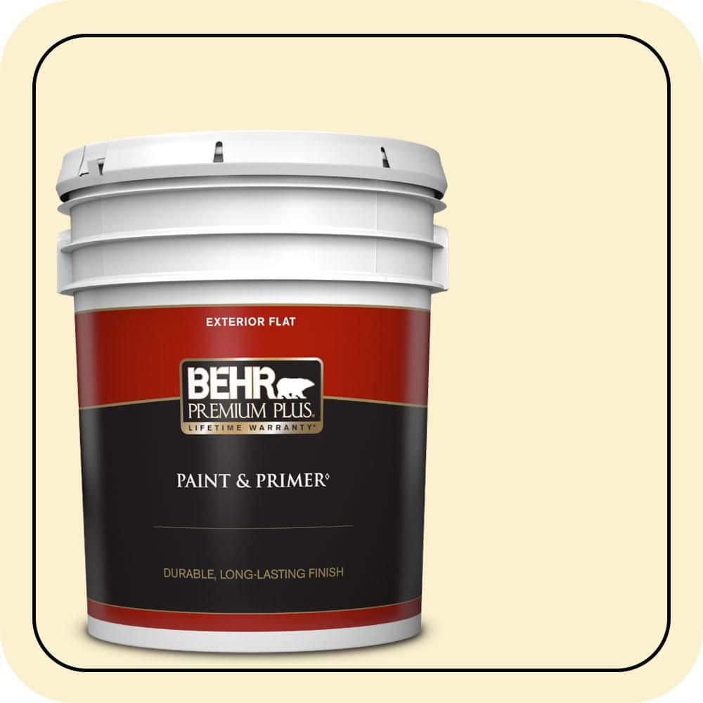 BEHR PREMIUM PLUS 5 gal. #P280-1 Summer Bliss Flat Exterior Paint & Primer