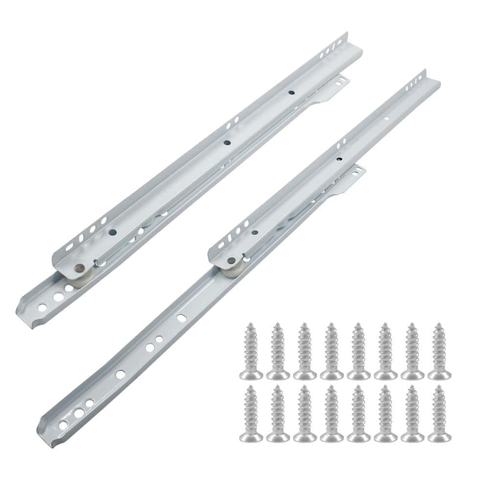 LAIFUCAM Heavy Duty 14 in. White Coated Steel Undermount Drawer Slides with Smooth Sliding Nylon Wheels Removable Rails 1 Pair (1)
