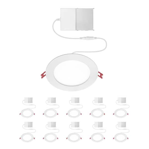 Commercial Electric 10-Pack 6 in. Value Series Slim Integrated LED Soft White Color Temperature Dimmable Canless Recessed Light, White (2)