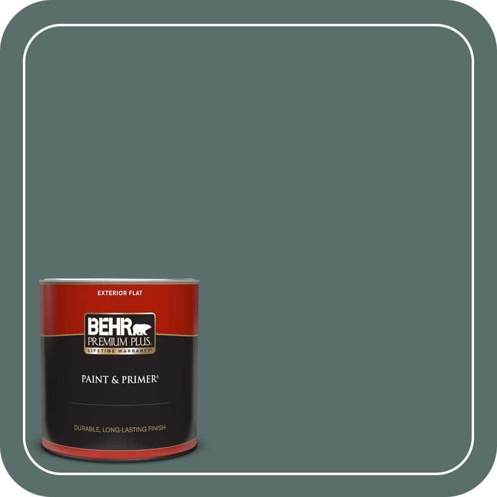 BEHR PREMIUM PLUS 1 qt. #490F-6 Agave Frond Flat Exterior Paint & Primer