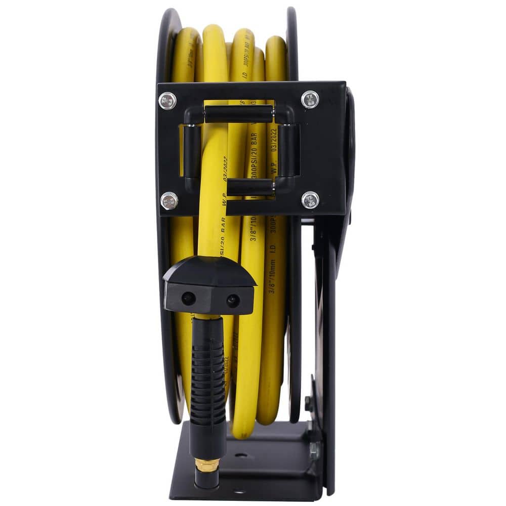 Oerbin Air Reel Retractable 3/8 in. x 50 ft. Premium Commercial Flex Hybrid Polymer Hose Max 300 PSI Heavy Duty Steel Frame (3)