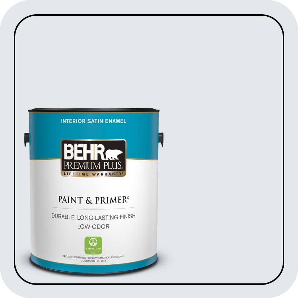 BEHR PREMIUM PLUS 1 gal. #610E-2 Winter Day Satin Enamel Low Odor Interior Paint & Primer