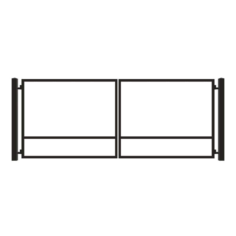 Unbranded Driveway Gate — Swing, Center, Square, Black — 186"W x 72"H (1)