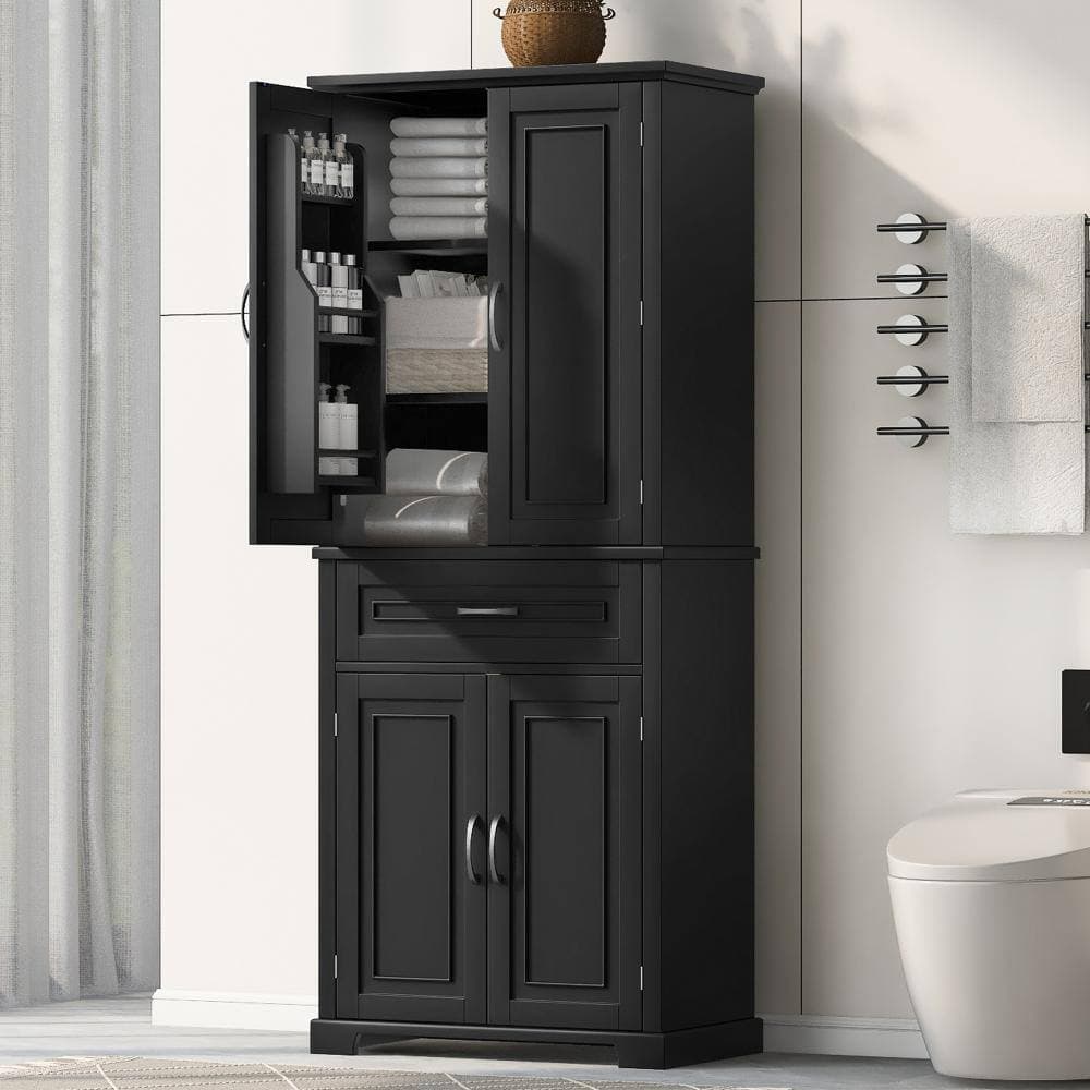 ZXDDMS 30 in. W 16 in. D 72 in. H Linen Cabinet Bathroom Storage Linen Cabinet with Adjustable Shelf (2)