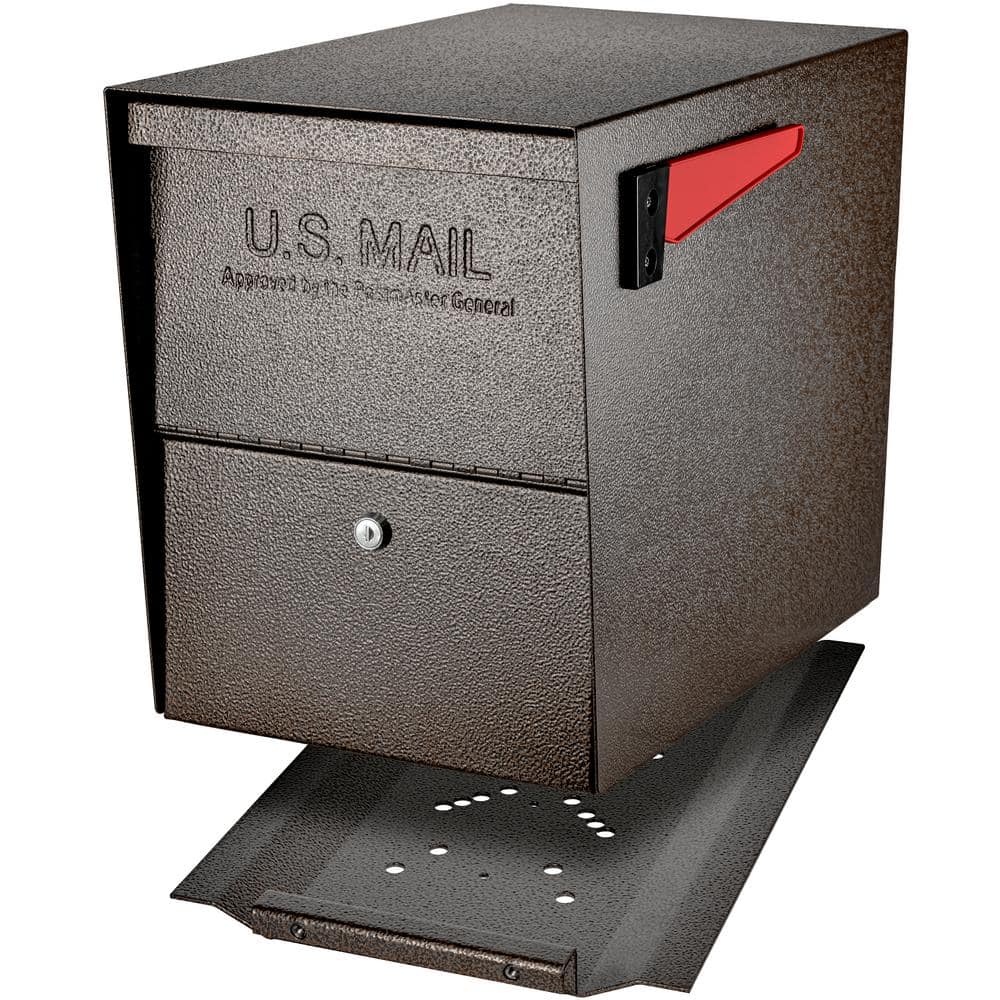 Mail Boss Package Master X4 Locking Post Mount Mailbox Combo Kit, Bronze, Surface Mount Post, 4-Compartment High Security Cluster (2)