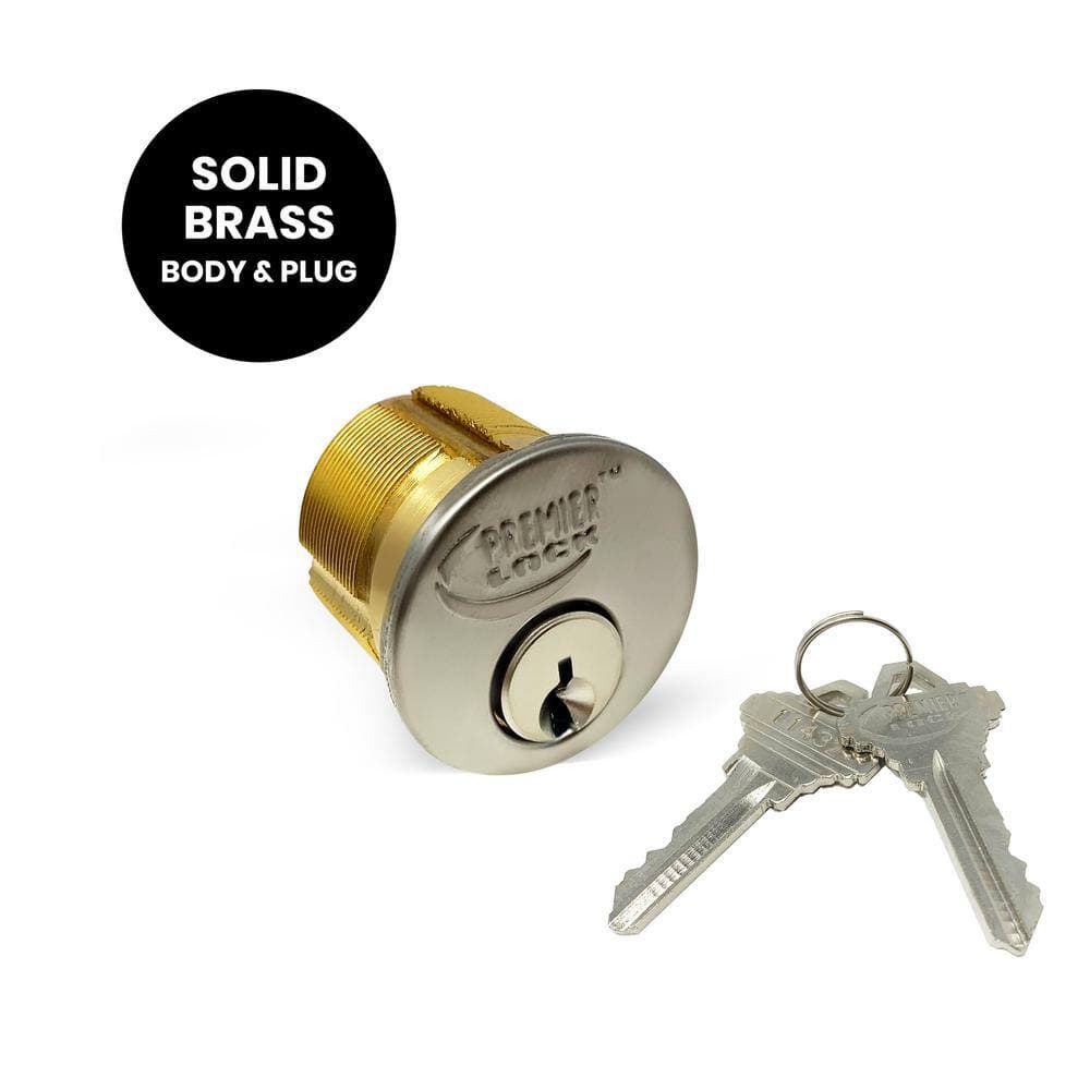 Premier Lock 1-1/4 in. Solid Brass Mortise Cylinder with Stainless Steel Finish, SC1 (Pack of 2, Keyed Alike) (3)