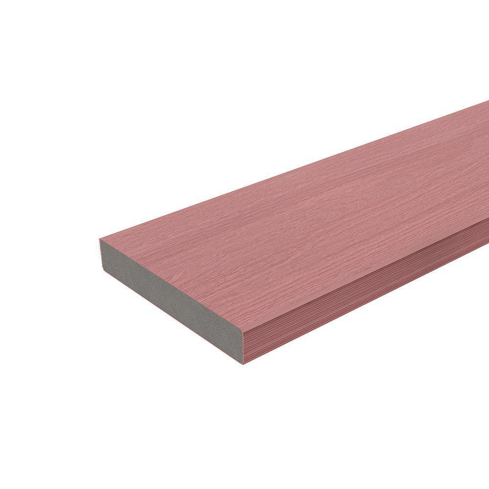 NewTechWood UltraShield Cortes 1 in. x 6 in. x 8 ft. Straight and Wood Grain Seoul Pink Grooved Composite Deck Board
