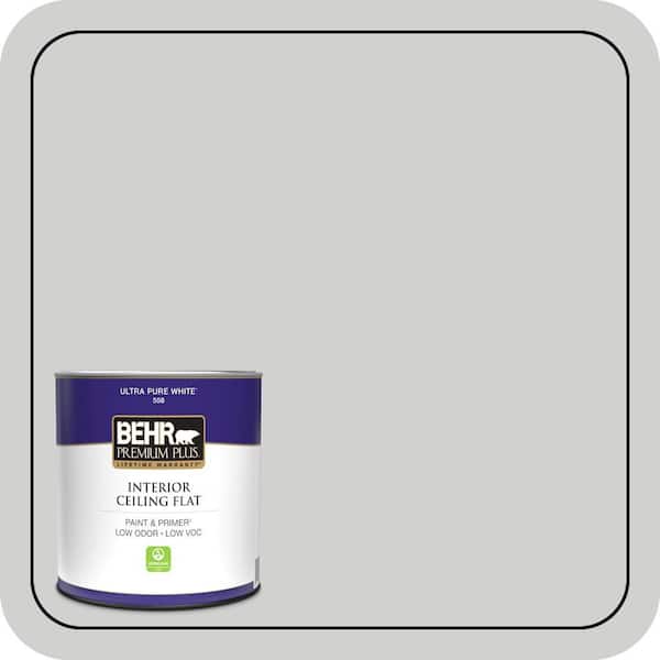 BEHR PREMIUM PLUS 1 qt. #N520-1 White Metal Ceiling Flat Interior Paint & Primer (2)
