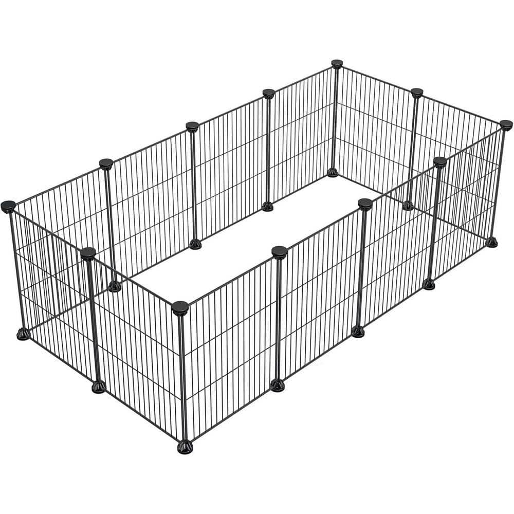KIWDZFU Small Animal Pet Playpen Metal Wire Indoor Outdoor Portable Fence 15 x 12 in. 12 Panels for Guinea Pigs Rabbits Puppies (1)