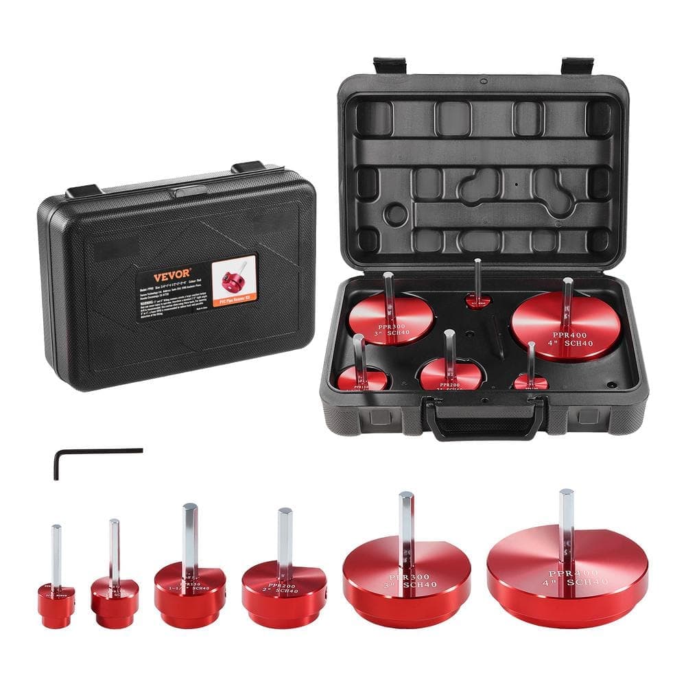 VEVOR PVC Pipe Reamer Kit Aluminum Alloy PVC Pipe Fitting Reamer Plumbing Tools Kit Socket Saver for SCH 40(6 Pieces) (1)