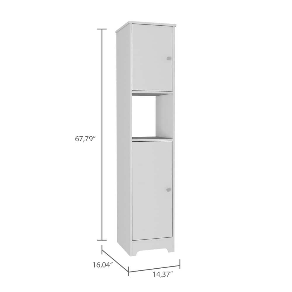 Tahanbath 14.37 in. W x 16.04 in. D x 67.80 in. H White MDF Freestanding Linen Cabinet with 1-Shelf (3)