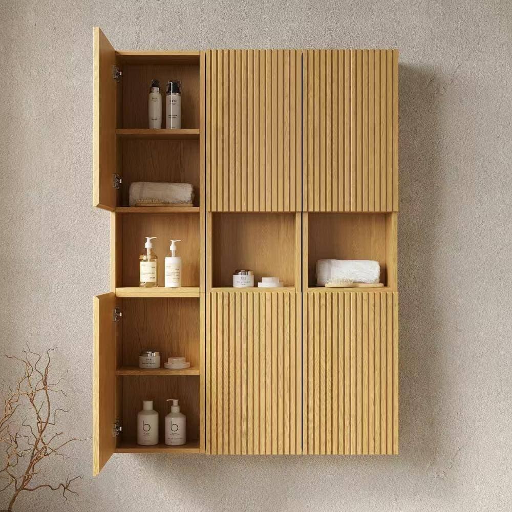 XUJMK 41 in. W x 12 in. D x 59 in. H Bathroom Storage Wall Cabinet in Brown, Composed of 6 Cabinets with Doors (3)