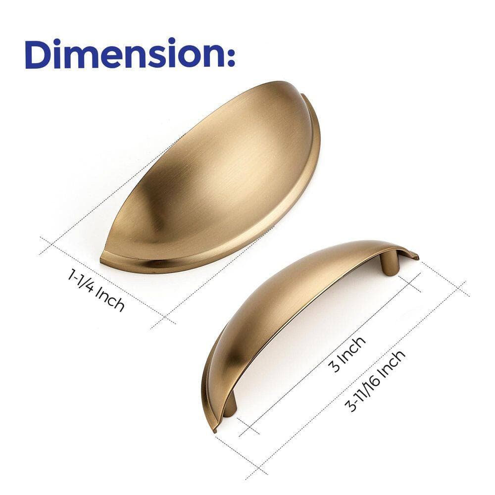 Wudkey 10-Pack 3 in. Cabinet Drawer Pulls in Champagne Bronze, Flat Kitchen Hardware Handles (2)