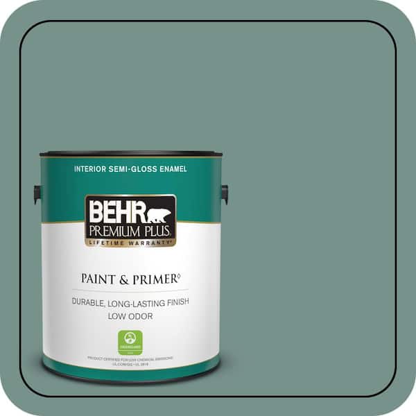 BEHR PREMIUM PLUS 1 gal. #S430-5 Longmeadow Semi-Gloss Enamel Low Odor Interior Paint & Primer (2)