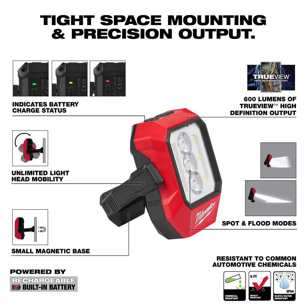 Milwaukee Rechargeable Pivoting Task Light w/ Spot Mode (3)