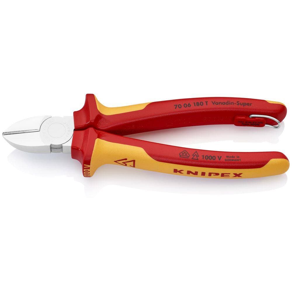 KNIPEX Diagonal Cutters-1000V Insulated-Tethered Attachment, 7 1/4" (2)