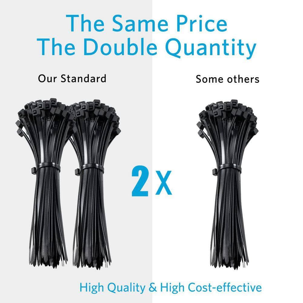 Lukyamzn UV Resistant Nylon Cable Zip Tie 4 in. Black 200-Pack with 18 lb. Tensile Strength Model B0BC1VH4XB (3)