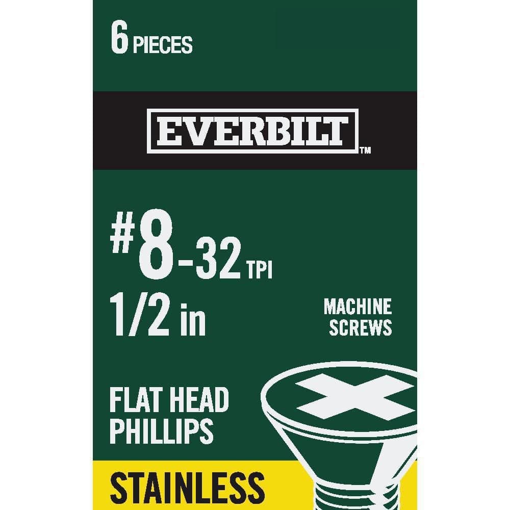Everbilt #8-32 x 1/2 in. Phillips Flat Head Stainless Steel Machine Screw (6-Pack) (1)