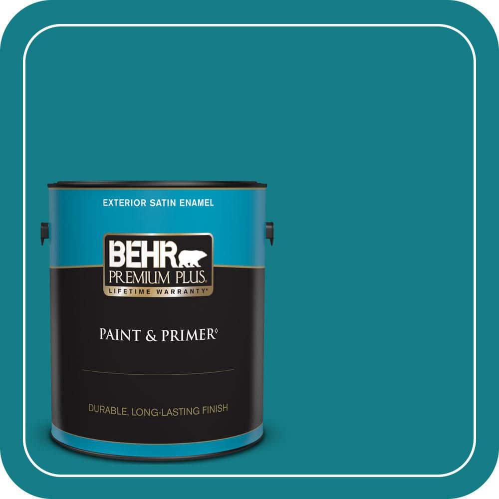 BEHR PREMIUM PLUS 1 gal. #PPU13-01 Caribe Satin Enamel Exterior Paint & Primer