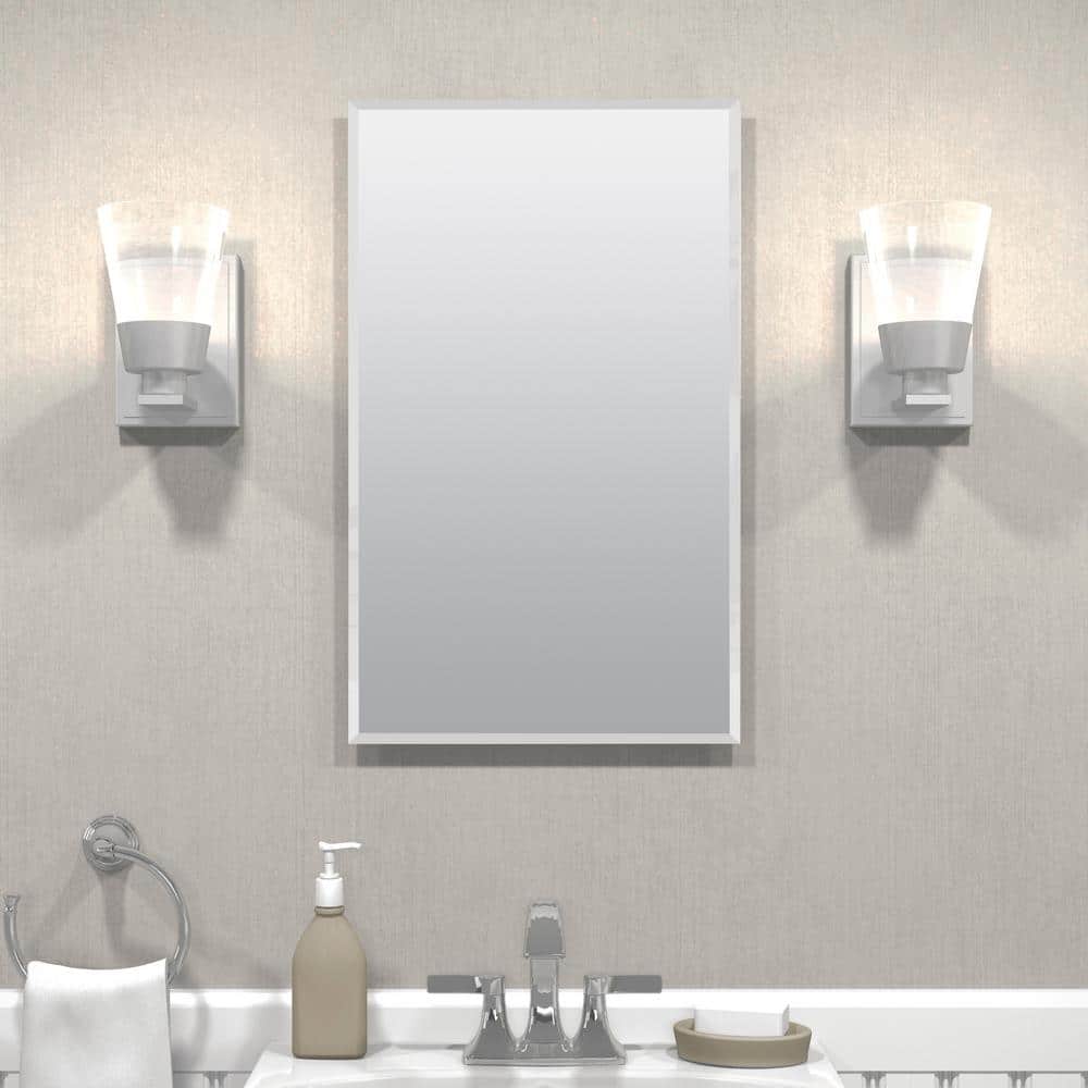 Zenith 16 in. W x 26 in. H Rectangular Recessed or Surface Mount Frameless Beveled Mirror Medicine Cabinet (2)