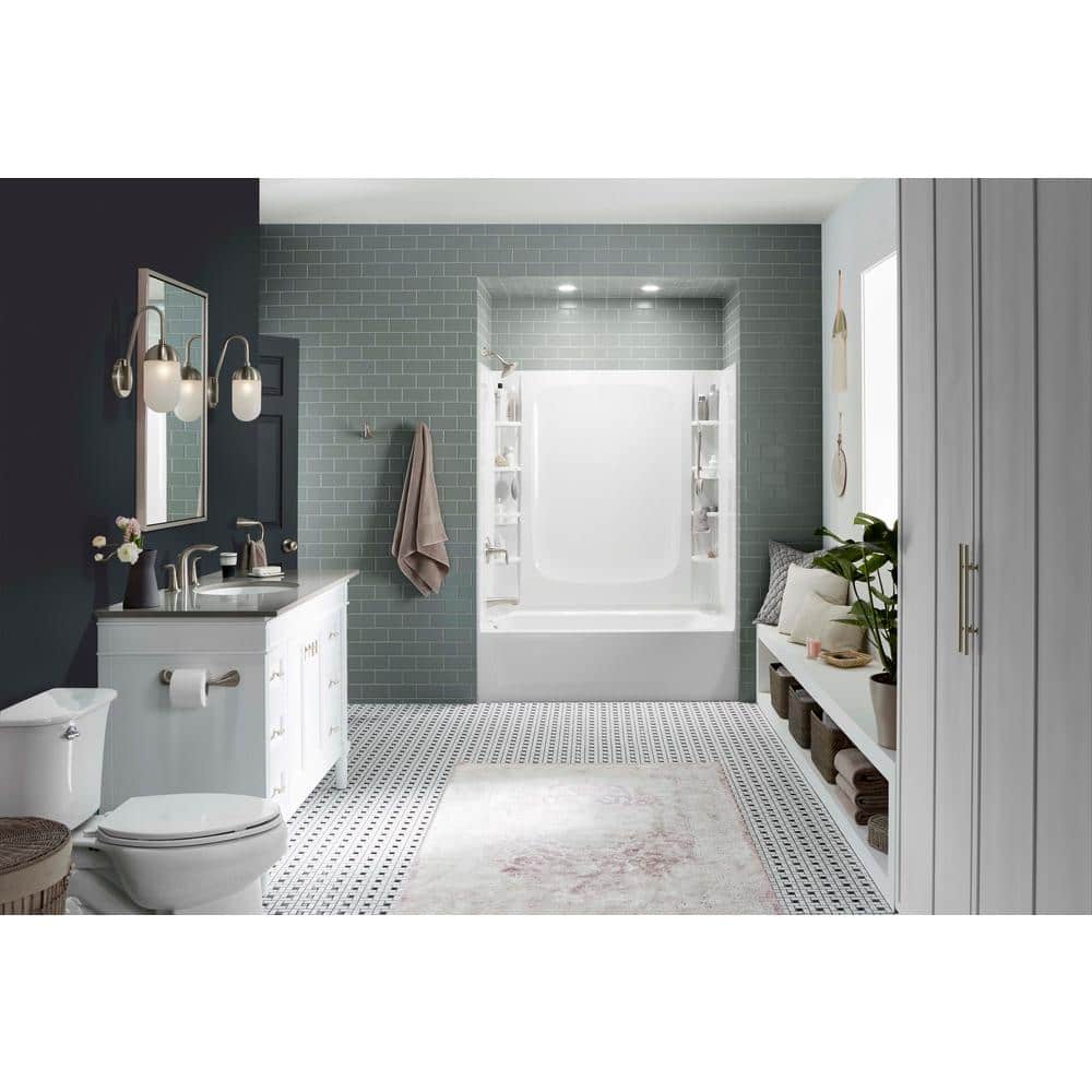 Sterling STORE+ 32 in. W x 60 in. H 3-Piece Direct-to-Stud Alcove Tub Wall Surround in White