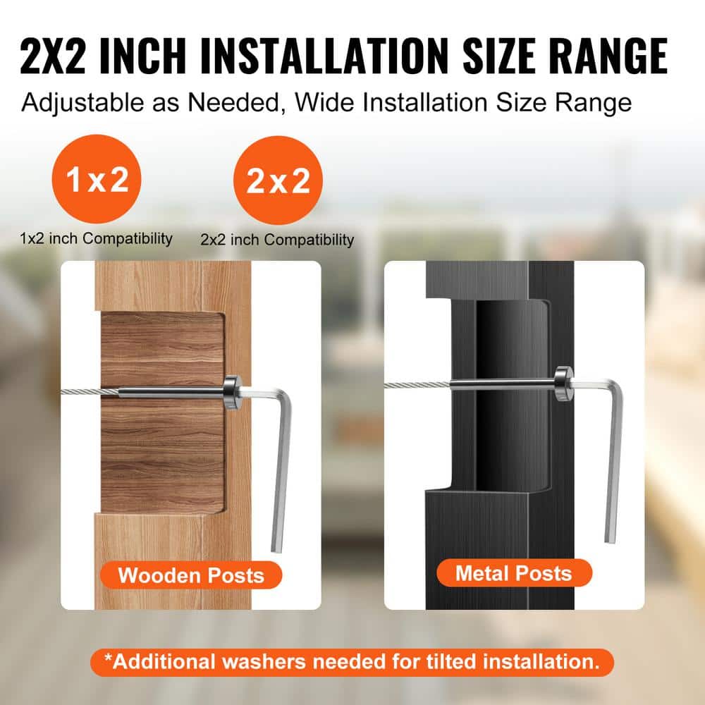VEVOR 40 Pack Invisible Cable Railing kit T316 Stainless Steel 1/8 in. Invisible Receiver and Swage Stud End for Cable Railing (3)