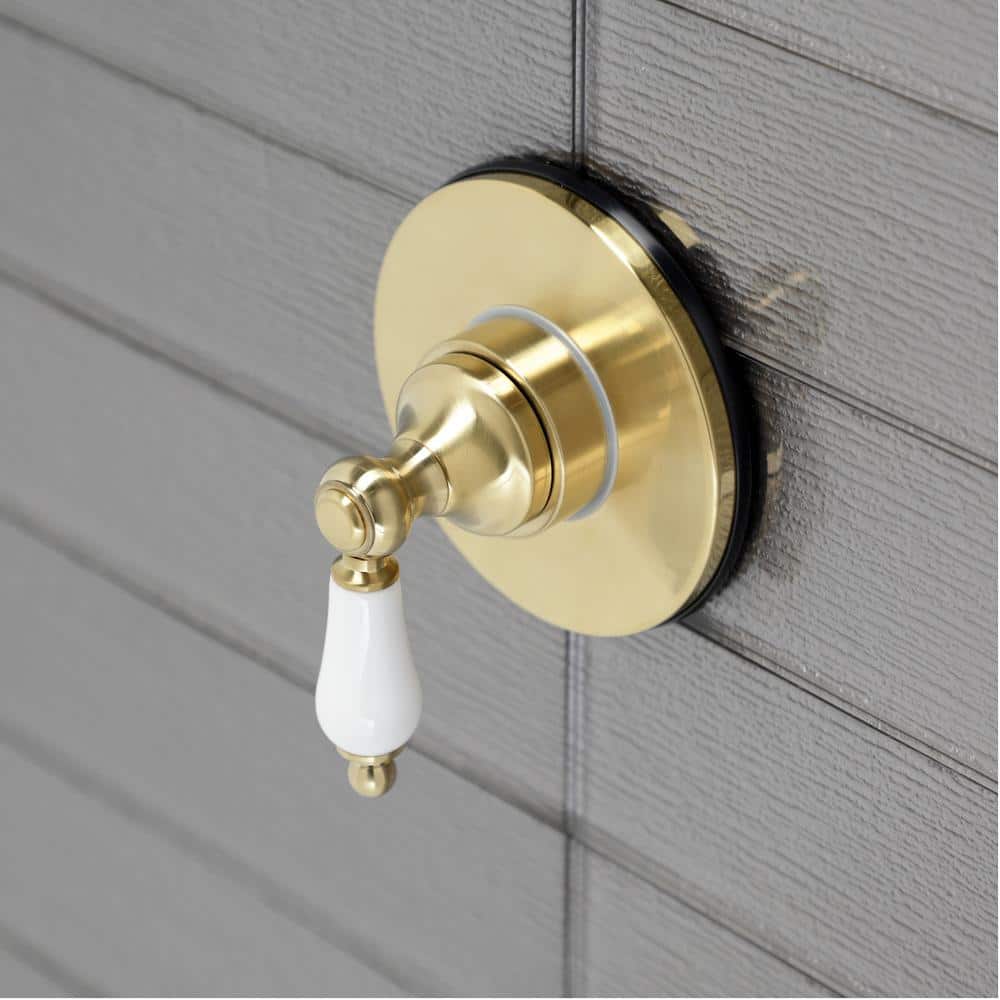 Kingston Brass Single-Handle 1-Hole Wall Mount Three-Way Diverter Valve with Trim Kit in Brushed Brass (2)